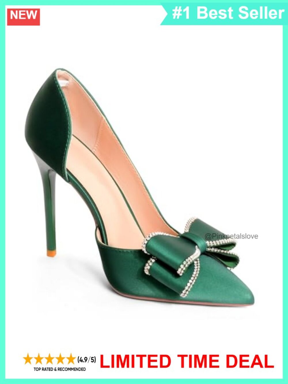 Satin Stiletto Pumps Pointed Toe Bow Heeled Dress Shoes Formal Evening